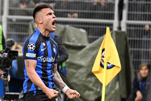 Lautaro Martínez celebra un gol con el Inter de Milán.
