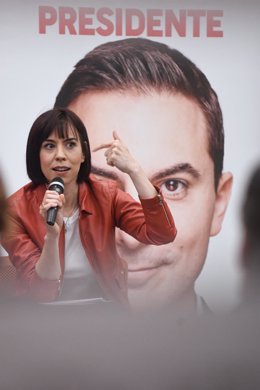 La secretaria de Ciencia, Innovación y Universidades del PSOE y ministra de Ciencia e Innovación, Diana Morant, interviene durante un acto de campaña con jóvenes, en el Centro Cultural Emilia Pardo Bazán, a 19 de mayo de 2023, en Madrid (España). Este enc