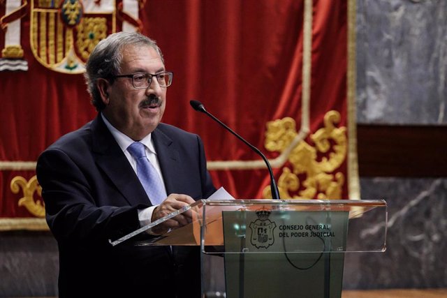 El presidente del Consejo General del Poder Judicial, Rafael Mozo, interviene durante los XV Premios del Foro Justicia y Discapacidad, en la sede del Consejo General del Poder Judicial, a 19 de mayo de 2023, en Madrid (España). El Foro Justicia y Discapac