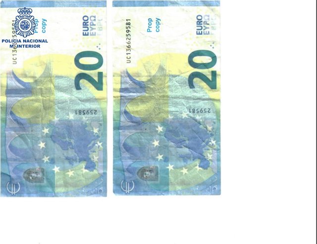 Filletes falsos detectados que llevan la advertencia de que son falsos