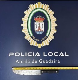 Cuchillo incautado al presunto agresor