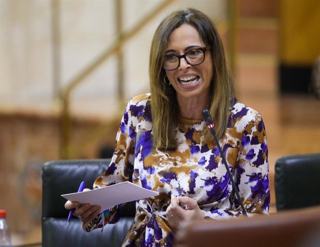 La consejera de Fomento, Articulación del Territorio y Vivienda, Rocío Díaz, en el Pleno del Parlamento andaluz.