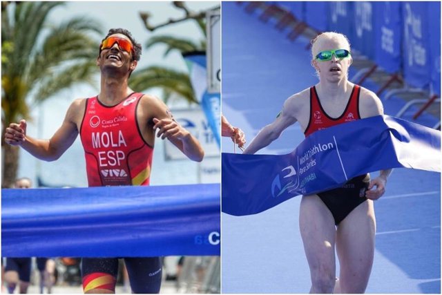 Los triatletas españoles Mario Mola y Susana Rodríguez, aspirantes al podio en el Campeonato de Europa.