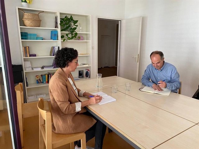 Archivo - El secretari general de Junts, Jordi Turull, i la secretària general d'ERC, Marta Rovira, en una reunió a Ginebra (Suïssa) el 2022