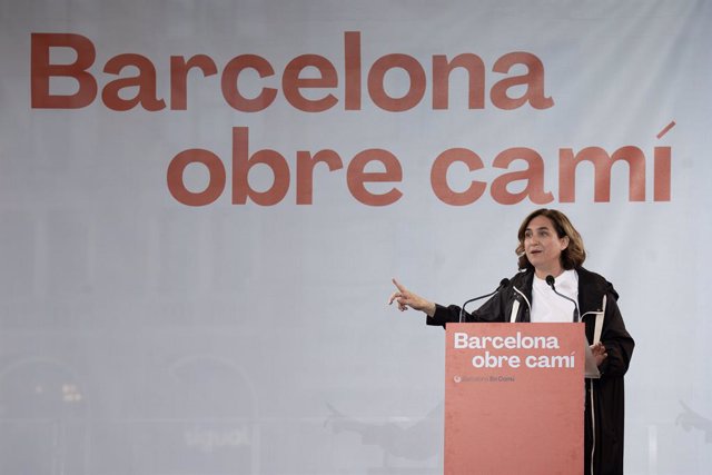L'alcaldessa de Barcelona i candidata a la reelecció, Ada Colau, intervé en un acte de campanya