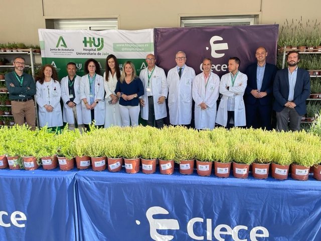 Reparto de plantones en el Hospital de Jaén.