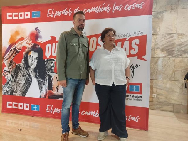 El secretario general de CCOO de Asturias, José Manuel Zapico y la responsable confederal de Acción Sindical de CCOO, Mari Cruz Vicente.