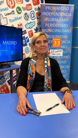 La alcaldesa de Collado Villalba en funciones, Mariola Vargas, en Canal 33 TV