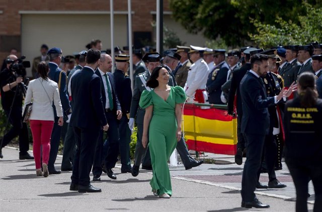 La directora general de la Guardia Civil, Mercedes González, durante el acto conmemorativo del 179º aniversario de la fundación de la Guardia Civil, en el Colegio de Guardias Jóvenes "Duque de Ahumada", a 9 de junio de 2023, en Valdemoro, Madrid (España).