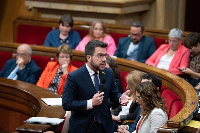El presidente de la Generalitat, Pere Aragonès, en la sesión de control.