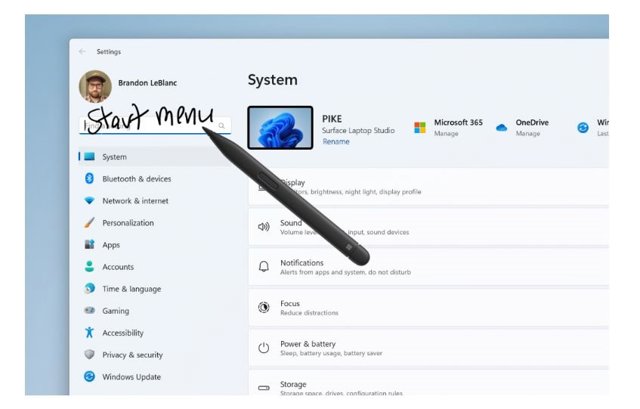 Entrada de texto a mano de Windows Ink