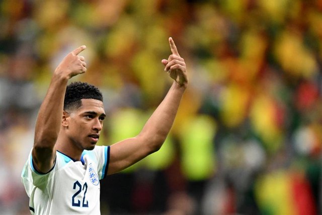 Jude Bellingham attends his press conference during his presentation as new player of Real Madrid at Ciudad Deportiva Real Madrid on June 15, 2023, in Valdebebas, Madrid, Spain.