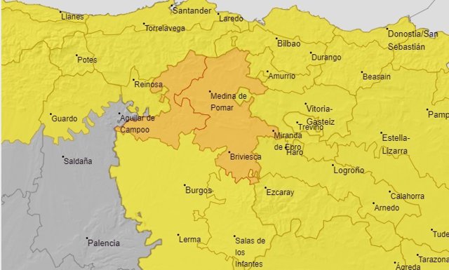 Aumenta a naranja el nivel de alerta en Burgos este lunes por lluvias y tormentas por probabilidad de granizo grande