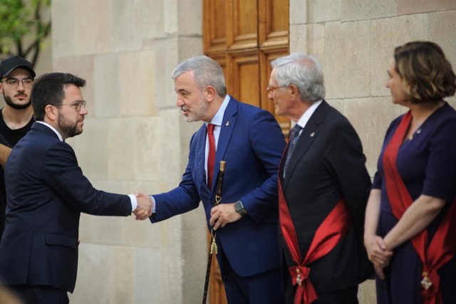 El president de la Generalitat, Pere Aragonès, rep el nou alcalde de Barcelona, Jaume Collboni