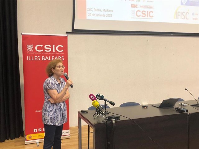 La coordinadora de la Plataforma de Salud Global del Consejo Superior de Investigación Científica (CSIC), Margarita de Val, durante una conferencia en la UIB
