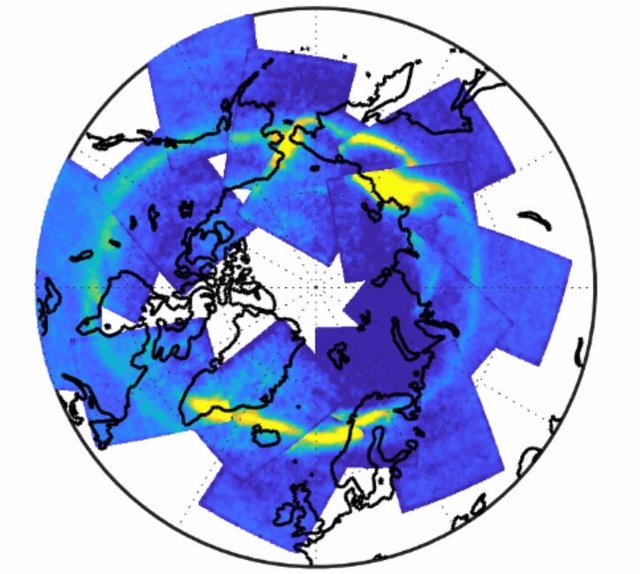 Firmas aurorales observadas a partir de la emisión de CO2 de 4,3 micrómetros desde el espacio durante la tormenta geomagnética del 13 y 14 de octubre de 2016.