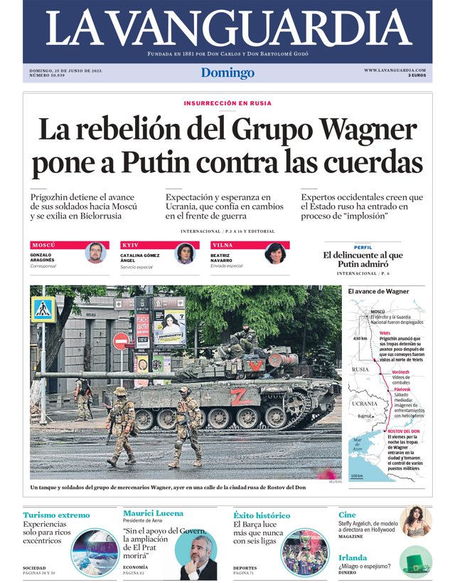 Portada La Vanguardia 25/06/2023.