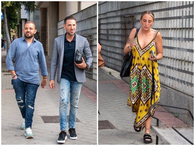 David, Rocío y Antonio David Flores a su llegada al Juzgado de lo Penal para el juicio, que se ha suspendido al no presentarse Rocío Carrasco