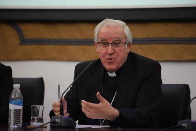 El arzobispo de Sevilla, monseñor José Ángel Saiz Meneses, en la presentación de las cuentas de la Archidiócesis de 2022.