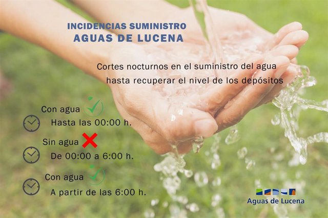 Horario de cortes de agua en Lucena.