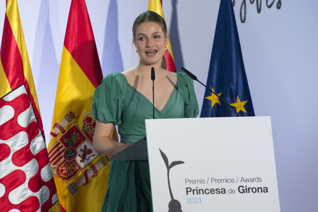 La princesa Leonor durante el acto de entrega de Premios de la Fundación Princesa de Girona 2023 