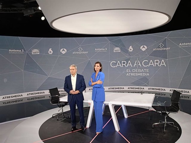 Plató de Atresmedia para el debate cara a cara entre Pedro Sánchez y Alberto Núñez Feijóo