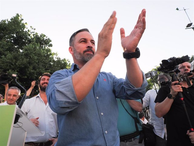 El líder de Vox, Santiago Abascal, en el acto de arranque de campaña en Valladolid