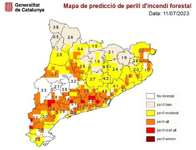 Imatge del mapa de prealerta Infocat