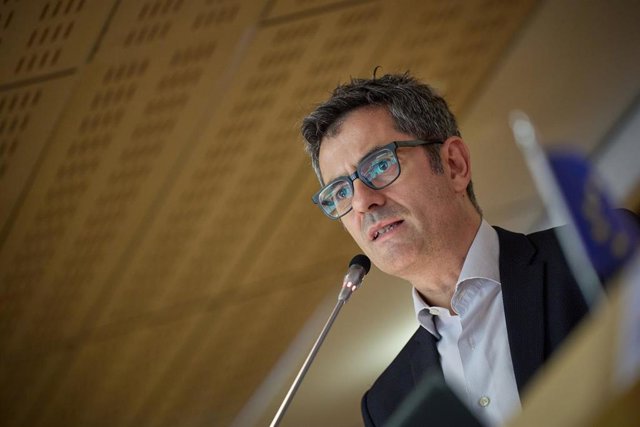 El ministro de la Presidencia, Relaciones con las Cortes y Memoria Democrática, Félix Bolaños, participa en el acto ‘Making human rights visible!’ de la edición 2023 de Madrid Summit, en la oficina en España del Parlamento Europeo, a 29 de junio de 2023, 