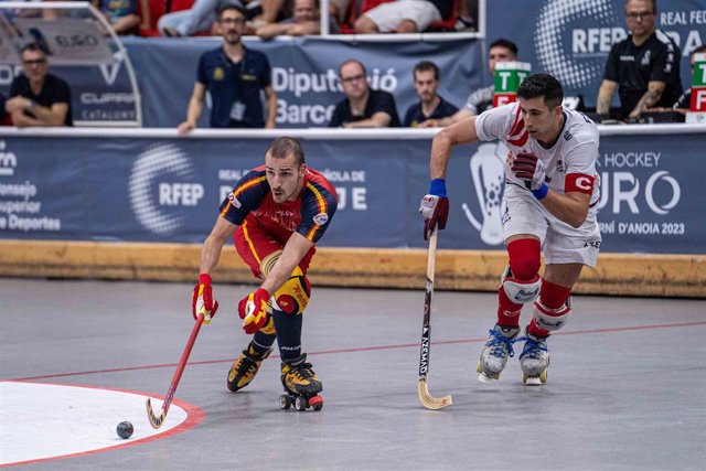 Imagen del partido entre España y Francia del Europeo de Hockey sobre Patines 2023