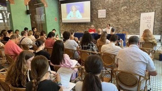 La vicepresidenta de Comunicació del Parlament Europeu, Katarina Barley, en el col·loqui