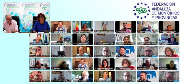 Participantes en una reunión telemática del Consejo Municipalista Andaluz de la Federación Andaluza de Municipios y Provincias (FAMP).