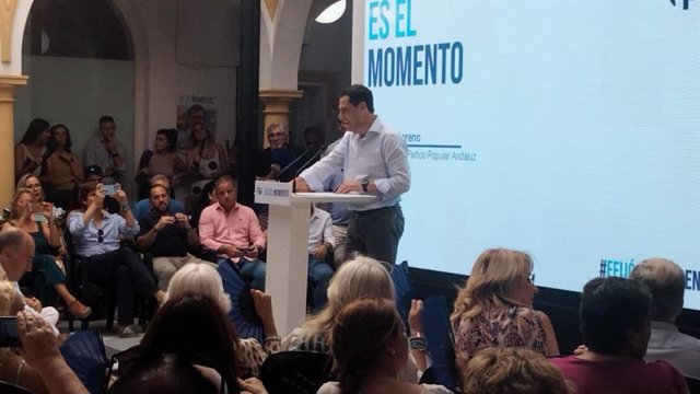 Juanma Moreno en el acto de Algeciras de cierre de campaña.