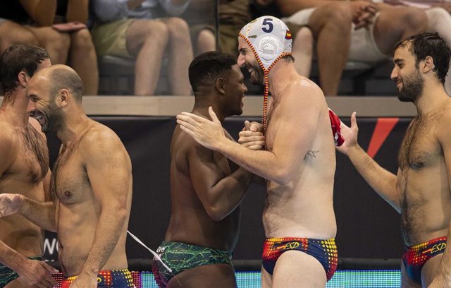 La selección española masculina de waterpolo, en el Mundial 2023.