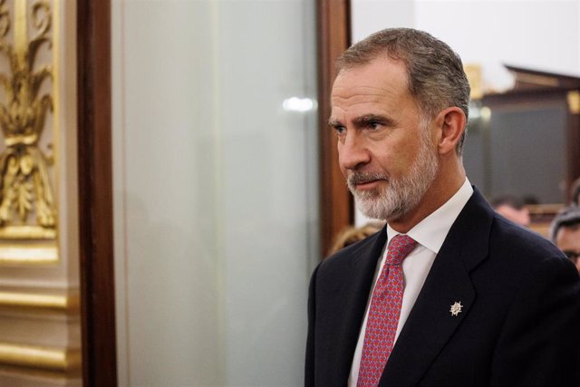 El Rey Felipe VI, en un acto oficial en el Congreso