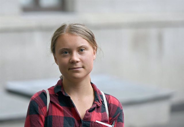 La activista sueca Greta Thunberg durante una visita a la capital de Ucrania, Kiev