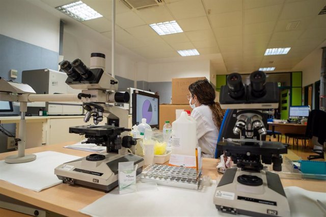 Imagen de una investigadora sacando muestras en un laboratorio.