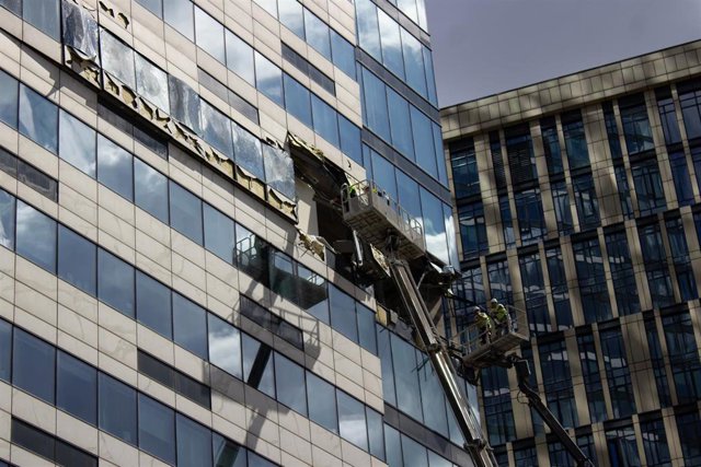 Imagen de archivo de un edificio dañado por un dron ucraniano en Moscú (Rusia)