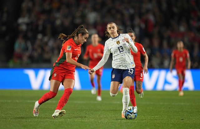 Alex Morgan, durante un partido con la selección estadounidense.