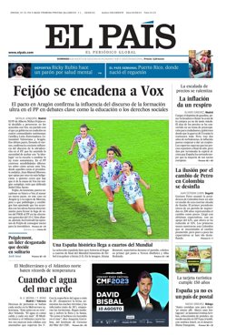 Portada de El País del domingo 6 de agosto de 2023.