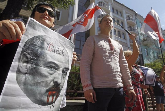Archivo - Protestas en Kiev, Ucrania, contra el Gobierno bielorruso de Alexander Lukashenko (archivo).