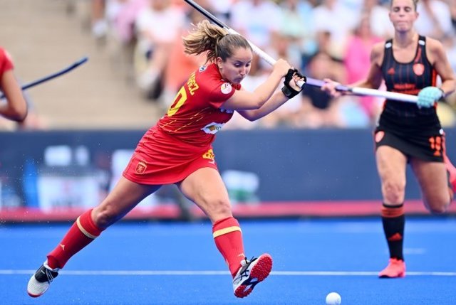 Patricia Álvarez, durante un partido con la selección española.