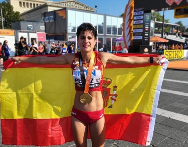La atleta española María Pérez, campeona del mundo de 20 kilómetros marcha del Campeonato del Mundo de atletismo