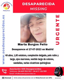 Buscan a una mujer de 61 años desaparecida hace casi un mes en Madrid