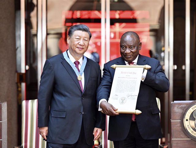 Los presidentes de China, Xi Jinping, y de Sudáfrica, Cyril Ramaphosa.