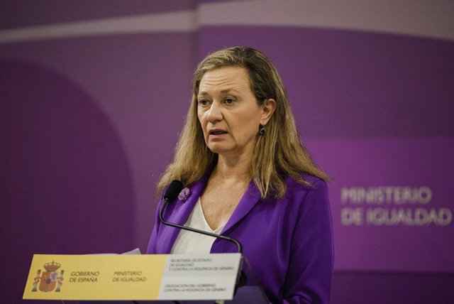 Archivo - La delegada del Gobierno contra la Violencia de Género, Victoria Rosell, durante una rueda de prensa en la sede del Ministerio, a 18 de mayo de 2023, en Madrid (España). 