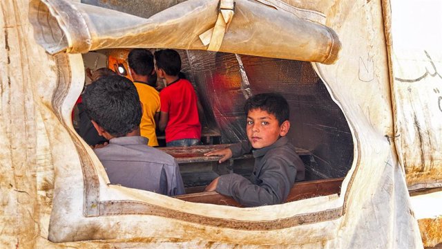 Imagen de niños desplazados en la provincia siria de Idlib. 
