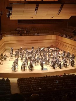 Las bandas del Conservatorio Profesional de Música de Valladolid durante un concierto en la Sala Sinfónica del Centro Cultural Miguel Delibes.