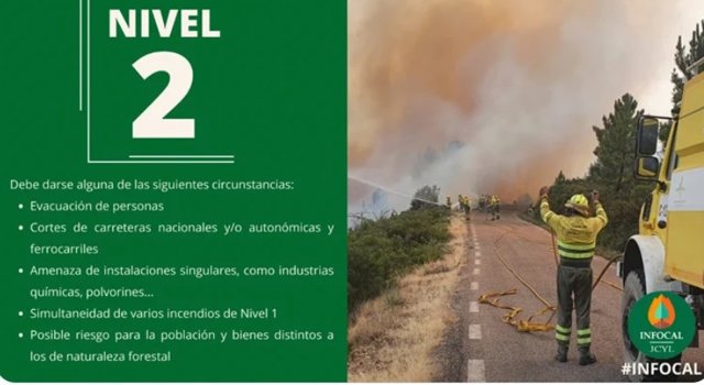 Declarado un incendio de Nivel 2 en el término zamorano de Fonfría.