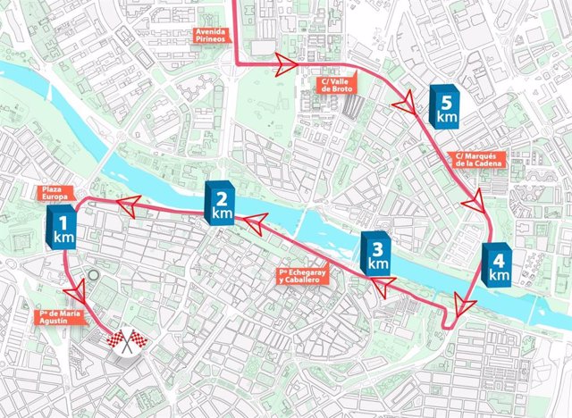 Plano del recorrido de La Vuelta Ciclista a España a su paso por la capital aragonesa.